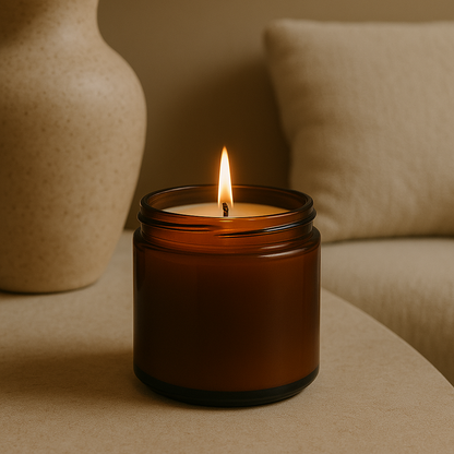 4 oz Amber Glass Jar Coconut Candle (Unlabeled or Custom Label)